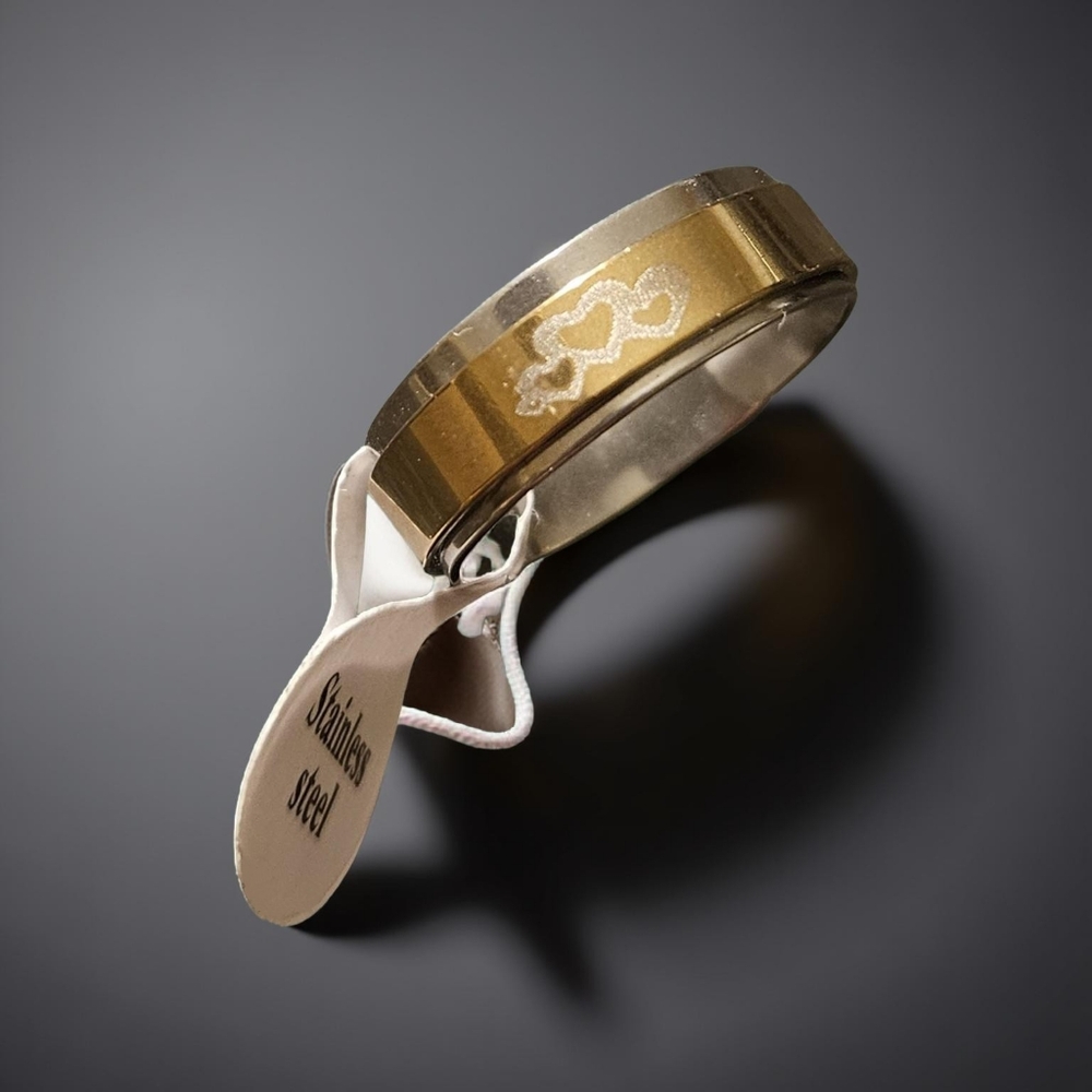 4 for $24 | Stainless Steel Fidget Ring - Triple Heart with Spin Band Size 9